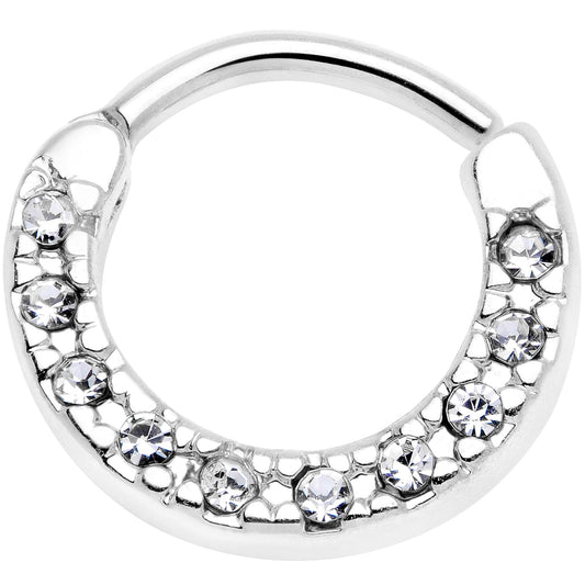16G 5/16 Clear Gem Paved Cartilage Clicker