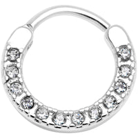 16G 3/8 Clear Gem Paved Septum Clicker