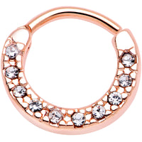 16G 5/16 Clear Gem Rose Gold Tone Paved Cartilage Clicker