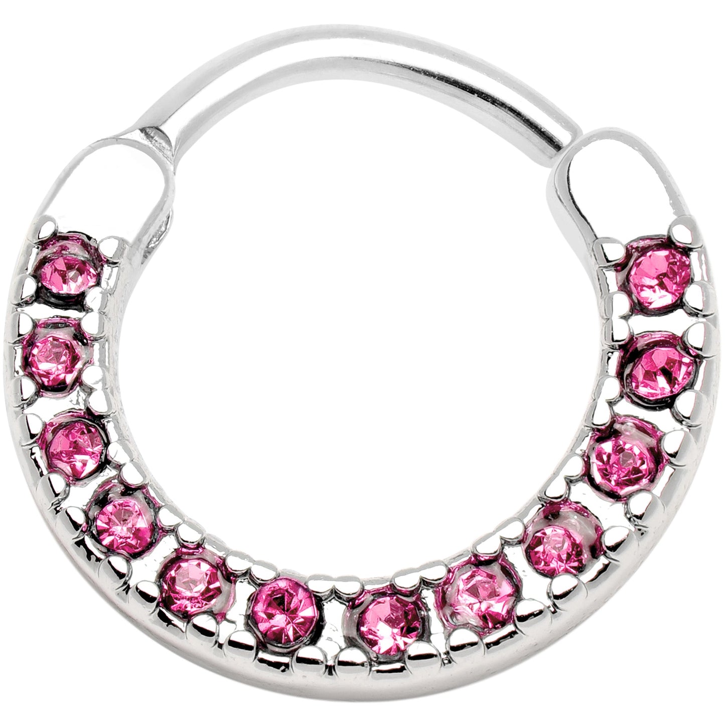 16G 3/8 Pink Gem Paved Septum Clicker