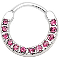 16G 3/8 Pink Gem Paved Septum Clicker
