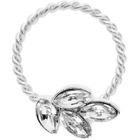 16G 3/8 Clear Gem Leaves Twisted BCR Captive Ring