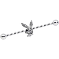 14G Licensed Playboy Bunny Clear Gem Industrial Barbell 38mm
