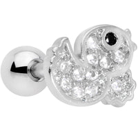 16G 1/4 Clear Black CZ Gem Ducky Cartilage Tragus Earring