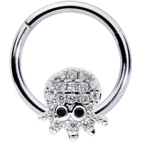 16G 5/16 Clear Black CZ Gem Nautical Octopus Hinged Segment Ring