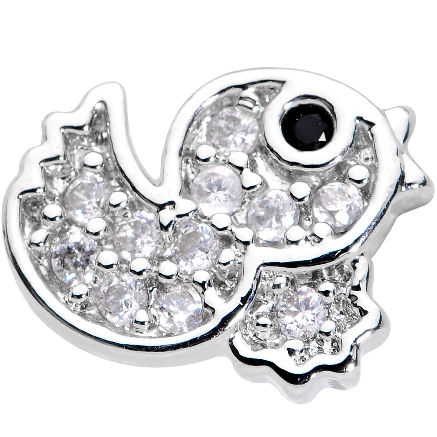 16G 5/16 Clear Black CZ Gem Ducky Internally Threaded Labret