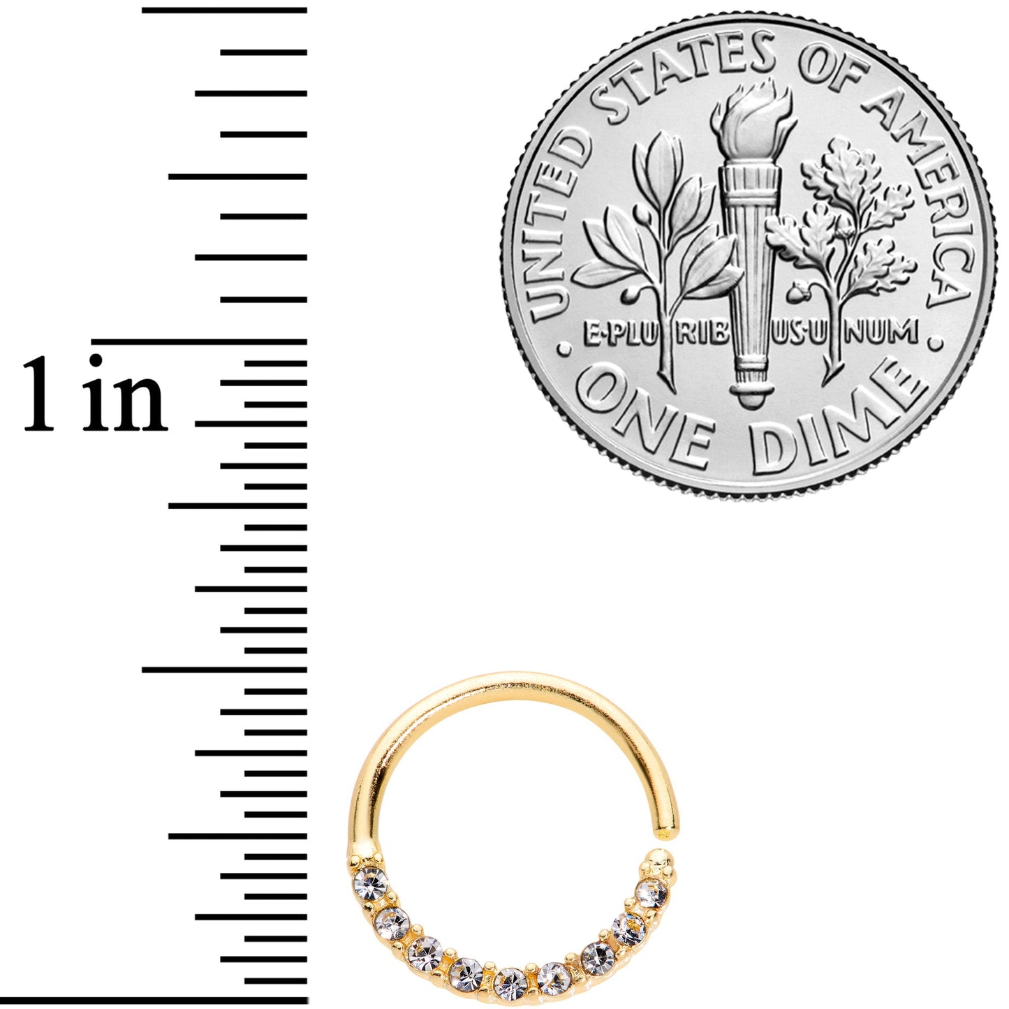 16G 3/8 Clear Gem Gold Tone Simple Elegance Seamless Circular Ring