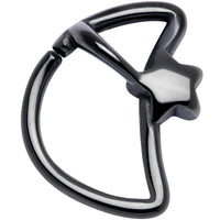 16G 5/16 Black Crescent Moon Shooting Star Closure Ring