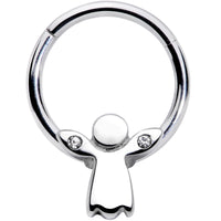 16G 3/8 Clear Gem Tiny Angel Hinged Segment Ring