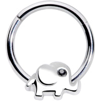 16G 3/8 Black Gem Baby Elephant Hinged Segment Ring