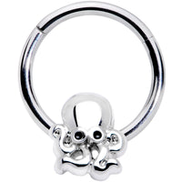 16G 3/8 Black Gem Nautical Octopus Hinged Segment Ring