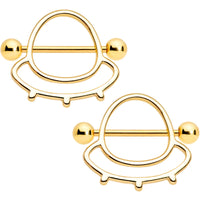 14G 9/16 Gold Tone Outer Space UFO Nipple Shield Set