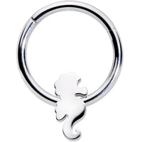 16G 3/8 Steel Nautical Seahorse Hinged Segment Ring