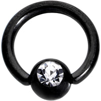 16G 1/4 Clear Gem Black BCR Captive Ring