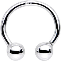 14G 1/2 Solid 14K White Gold Horseshoe Circular Barbell