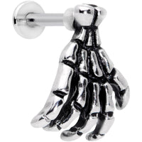 16G 1/4 Spooky Skeleton Hand Halloween Labret Monroe Tragus