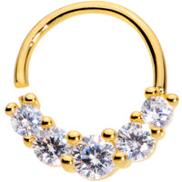 16G 3/8 Clear CZ Gem Cluster Gold Tone Closure Ring
