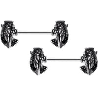 14G 9/16 Grand Ruler Anubis Egyptian Nipple Ring Set