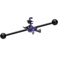 14G Blue Black Spooky Halloween Witch Industrial Barbell 38mm