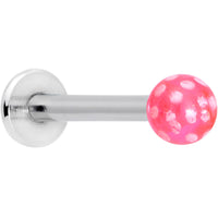 16G 1/4 Pink Polka Dot UV Reactive Acrylic Ball Labret Tragus