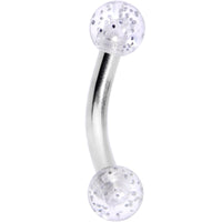 14G 5/16 Clear Speckled Acrylic End Curved Eyebrow Ring