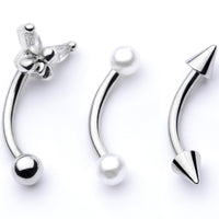 16G 5/16 Clear Gem Butterfly Curved Eyebrow Ring Set of 3