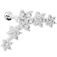 16G 5/16 Clear CZ Gem Floral Internal Thread Labret