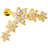 16G 5/16 Clear CZ Gem Gold Tone Floral Internal Thread Labret