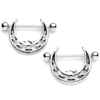 14G 7/8 Starry Crescent Moon Nipple Shield Set