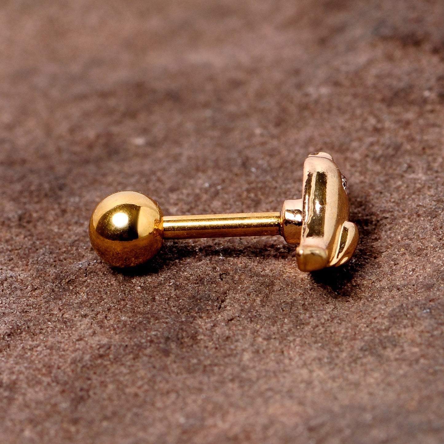 16G 1/4 Clear Gem Gold Tone Little Bird Cartilage Tragus Earring