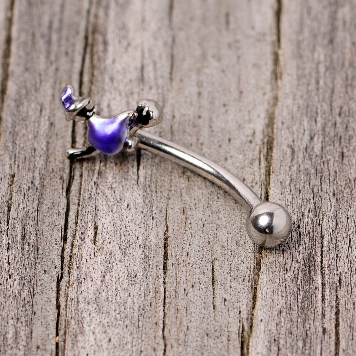 16G 5/16 Blue Spooky Witch Halloween Curved Eyebrow Ring