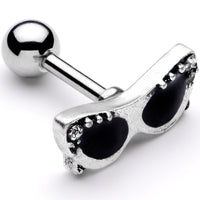 16G 1/4 Clear Gem 50s Retro Sunglasses Cartilage Tragus Earring