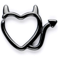 16G 5/16 Black Little Devil Halloween Heart Closure Ring