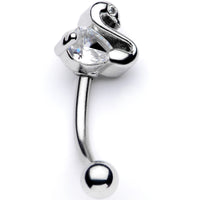 16G 5/16 Clear CZ Gem Sleek Swan Curved Eyebrow Ring