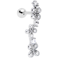 16G 1/4 Clear CZ Gem Loopy Garland Flower Cartilage Tragus
