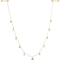 14G 9/16 Clear Gem Gold Tone Eye Star Feather Dangle Nipple Chain