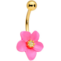 Gold Tone Spring Blossom Pretty Pink Flower Belly Ring