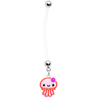 Bundle of Joy Baby Pink Squid Jellyfish Nautical Dangle Pregnancy Belly Ring