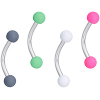 16G 5/16 Pink Green Matte Curved Eyebrow Ring Set of 4