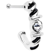 20G 3/8 Clear Gem Steel Twist Faux Hoop Nose Bone