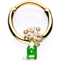 16G 3/8 Clear Gem Gold Tone Champagne Holiday Septum Clicker
