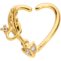 16G 3/8 Clear CZ Gem Arrow Heart Right Heart Closure Ring