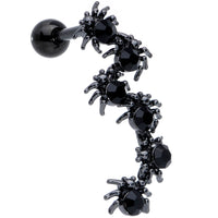 16G 1/4 Black CZ Gem Black Spider Halloween Cartilage Tragus