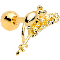 16G 1/4 Gold Tone Wheat Mouse Cartilage Tragus Earring