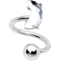 14G 3/8 Clear Gem Faceted Crescent Moon Spiral Twister Belly Ring