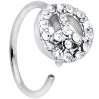 20G 5/16 Clear Gem Retro Peace Sign Nose Hoop