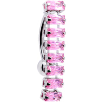 Pink CZ Gem Band of Beauty Top Mount Belly Ring