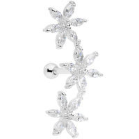16G 1/4 Clear CZ Gem Tri Flower Cartilage