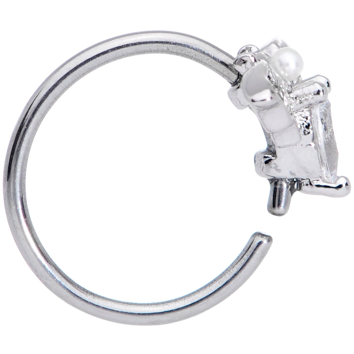 20G 5/16 Clear White Accent Bat Halloween Nose Hoop