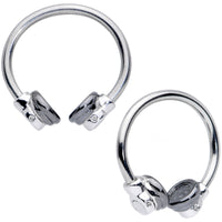 14G 9/16 Black End Headphone Horseshoe Nipple Ring Set